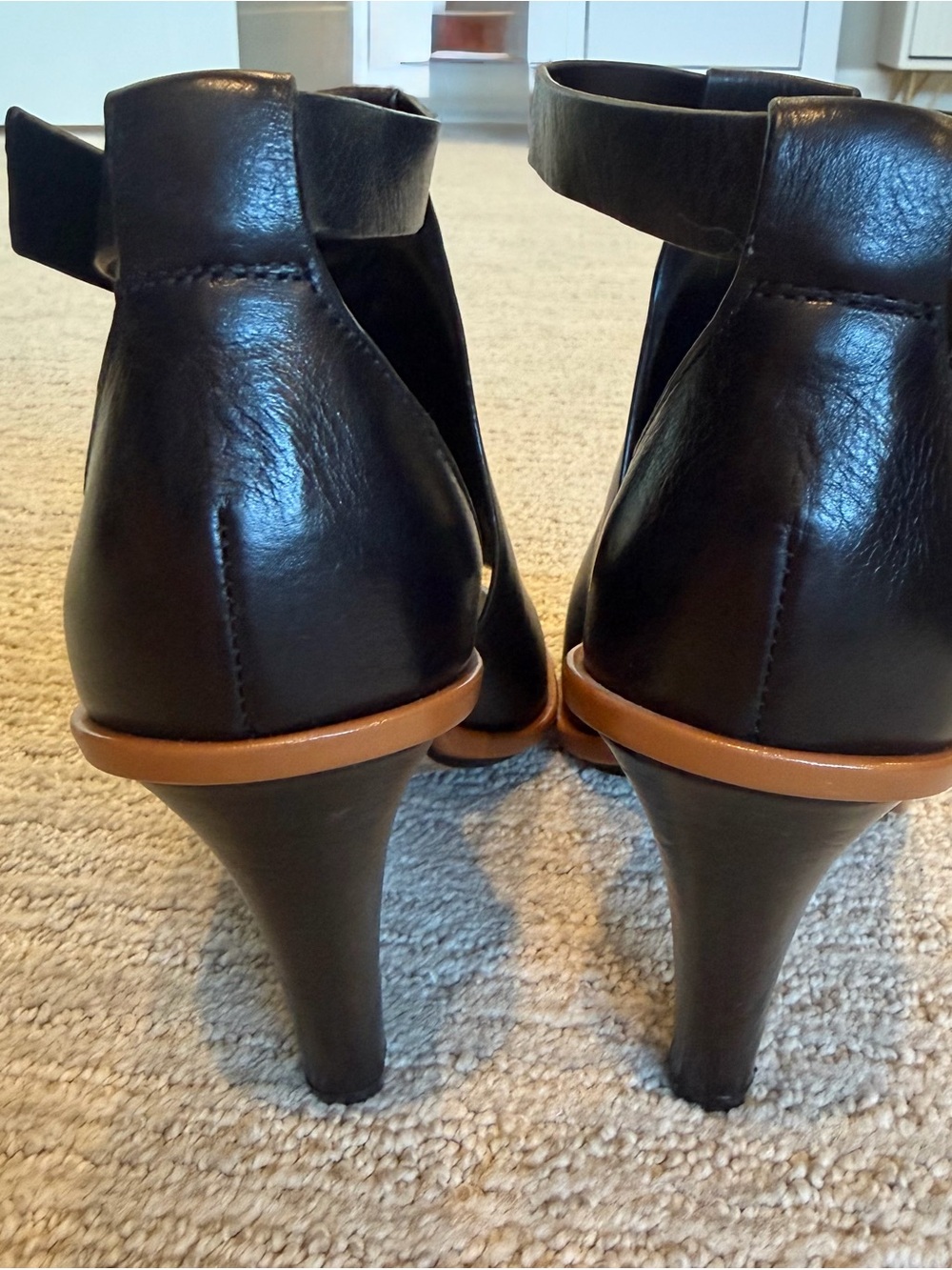 Vince Camuto Black Leather Open-Toe Ankle Sandals - Picture 4 of 5